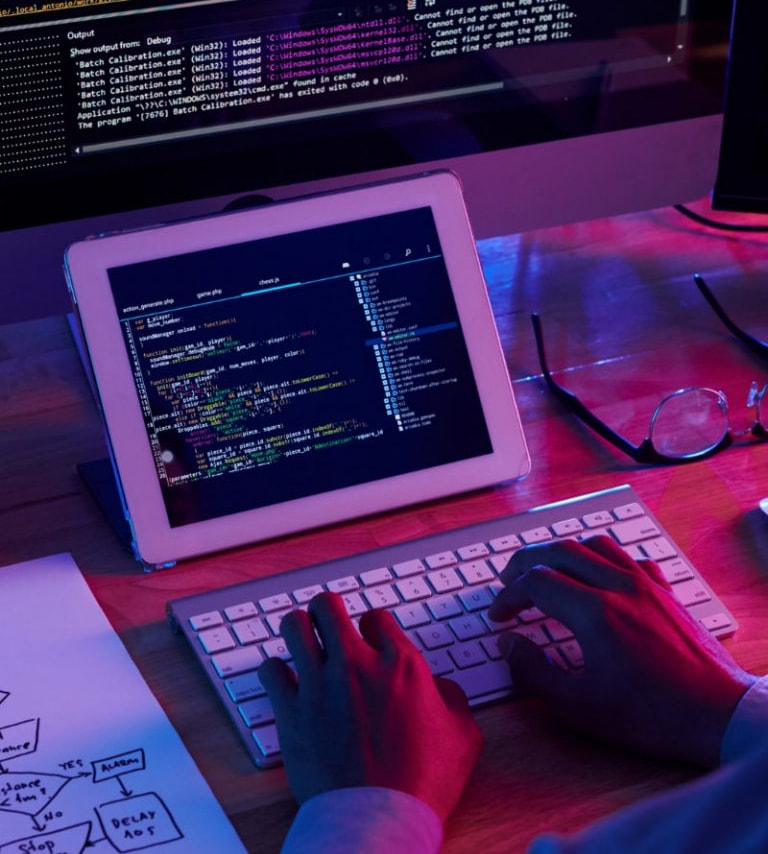 Person engaged in typing on a keyboard and viewing a computer screen, maintaining a WordPress website at Ideal Webkit.