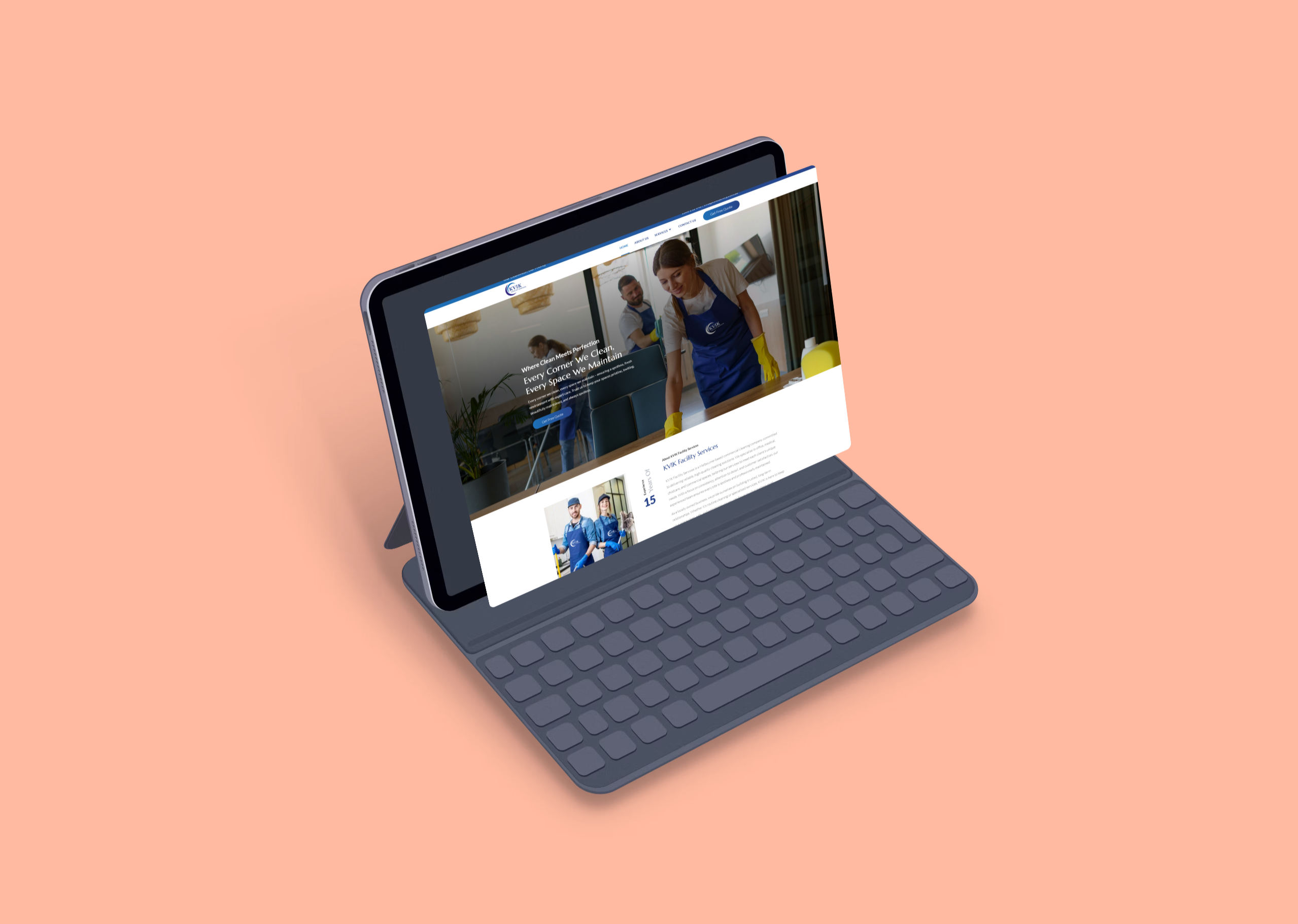 clean ipad screen mockup with keyboard